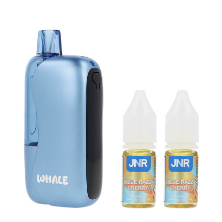 JNR's Whale 38K puff and the two Blue Razz Cherry e-liquids