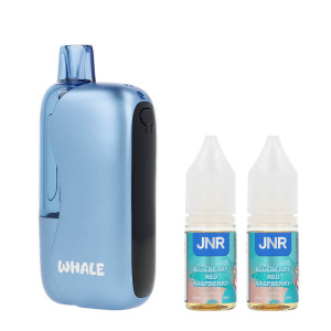JNR's Whale 38K puff and the two Blueberry Red Raspberry e-liquids