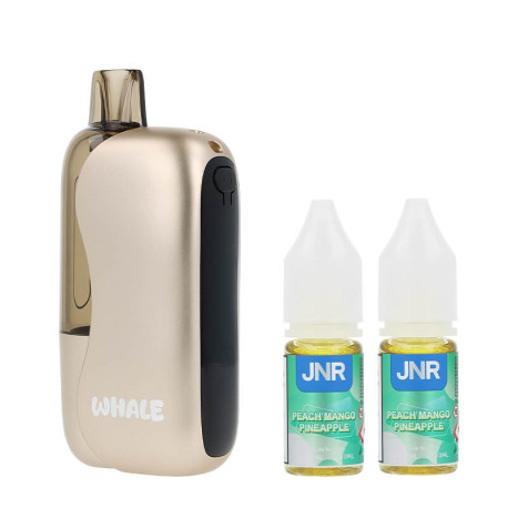 JNR's Whale Peach Mango Pineapple 38K puff and its two eliquids