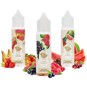The 3 e-liquids in the Le Petit Verger Fruits Rouges 50ml pack by Savourea