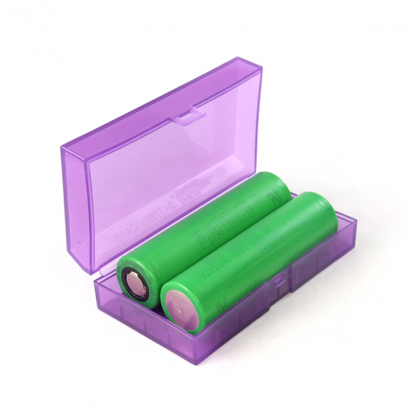 Efest's Battery Case 2x18650 in Purple with exemple