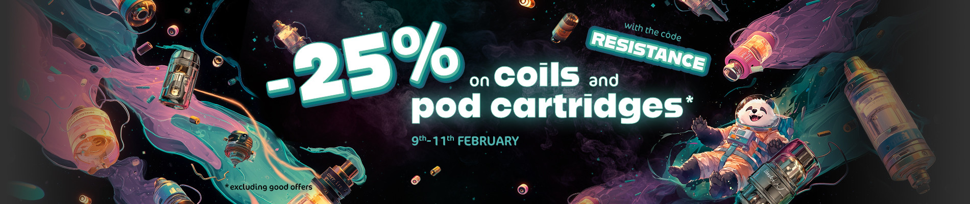 -25% on coils and pods cartridges
