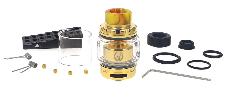 El contenido de la caja del atomizador Kylin V2 RTA por Vandy Vape