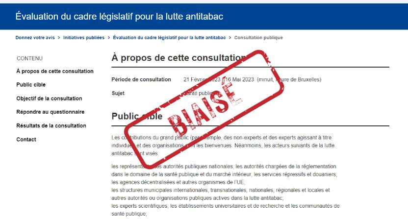 La FIVAPE reproche à la Commission européenne d'avoir tourné les questions de la consultation de façon à induire des réponse défavorables à la vape