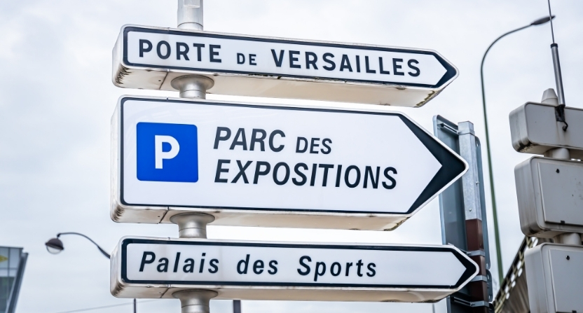 Panneaux de circulation indiquant la direction de Portes de Versailles
