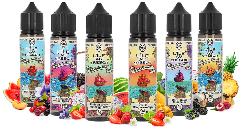 Gamme de e-liquides 50ml L'île au Trésor - Secret's Lab