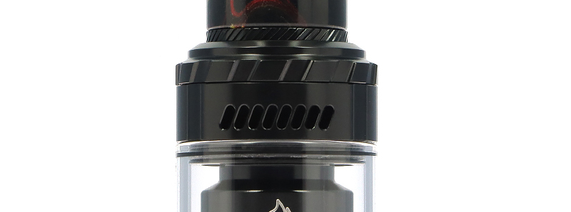 The top airflow system of THC & Mike Vapes’ Blaze Solo RTA