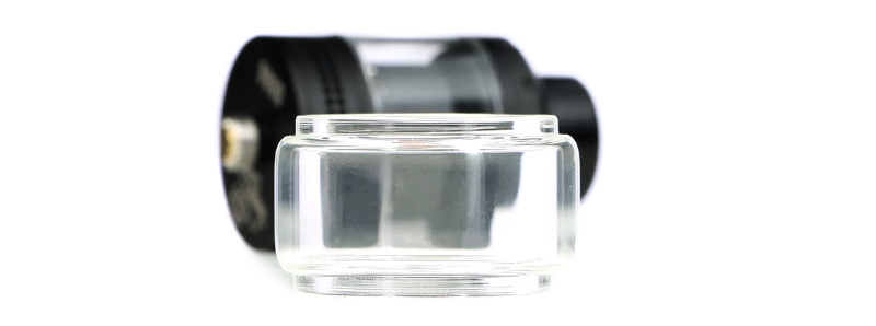 The bulb Pyrex tank included in Vaperz Cloud’s Dreadnought V2 RTA kit