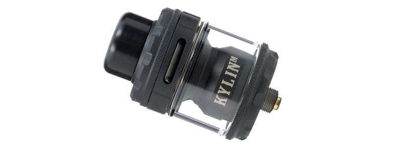 The Kylin M Pro atomizer by Vandy Vape, fitted with the 6ml straight Pyrex