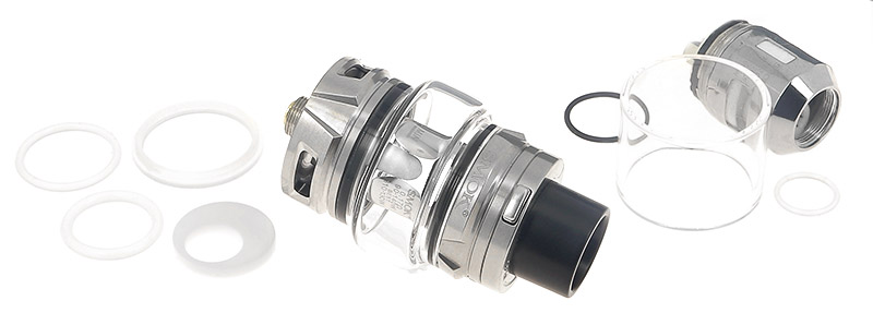 The contents of Smoktech's TFV8 Baby V2 clearomizer