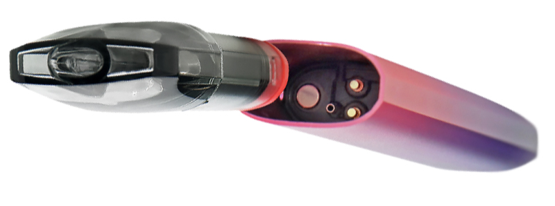 Connecting the cartridge to the magnetic connector of the APX S1 pod
