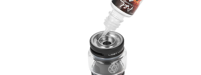 The top-fill system of the Centaurus clearomizer by Lost Vape