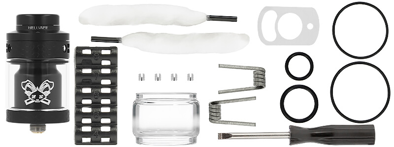 Box contents of Hellvape's Dead Rabbit 4 RTA atomizer