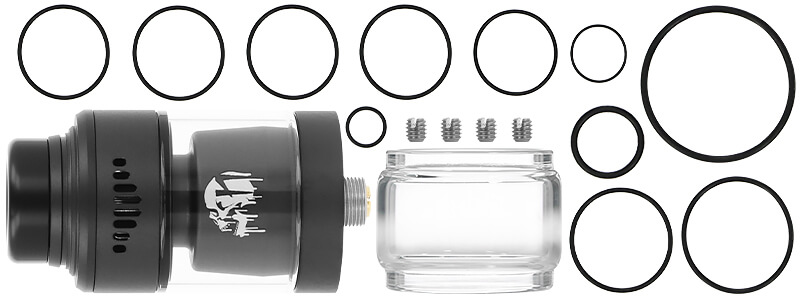 Box contents of the Suicide Mods' Nightmare Mini RTA 25mm atomizer