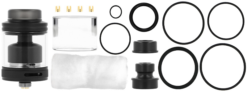 Le contenu de la boîte de l'atomiseur Stalk RTA 24mm par Republic of Vape