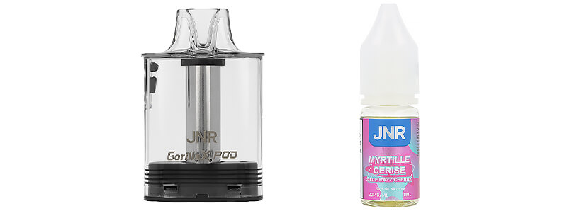 Le contenu de la boîte de la cartouche Blue Razz Cherry par JNR