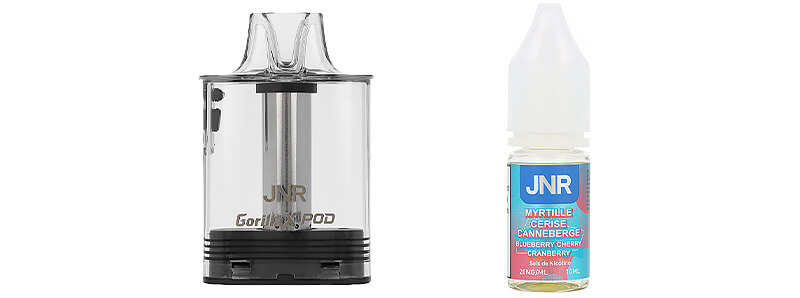 Le contenu de la boîte de la cartouche Blueberry Cherry Cranberry par JNR