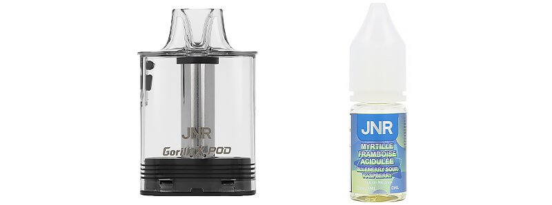 Le contenu de la boîte de la cartouche Blueberry Sour Raspberry par JNR