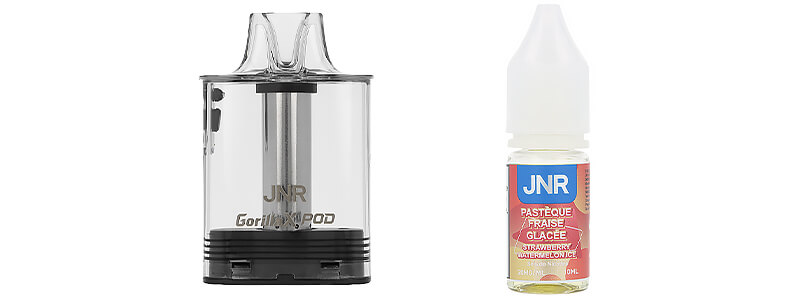 Le contenu de la boîte de la cartouche Strawberry Watermelon Ice par JNR