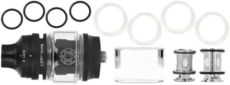 Box contents of Lost Vape's Centaurus Sub Ohm V2 clearomizer