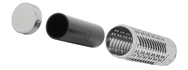 The single battery compartment of BD Vape's Blaster Gun Edition kit
