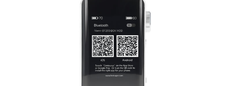The QR Codes of the Centaurus app for Lost Vape's Centaurus BT200 kit