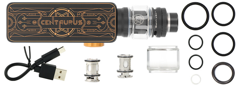 Le contenu de la boîte du kit Centaurus M100 de chez Lost Vape