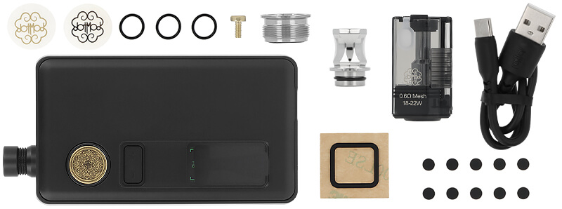 Box contents of Dotmod's DotAIO V3 kit