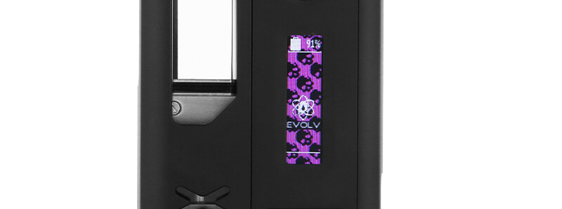 The OLED screen of Suicide Mods' Stubby 21 AIO DNA60C kit