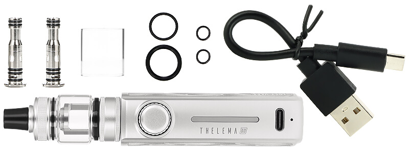 Le contenu de la boîte du kit Thelema Go par Lost Vape