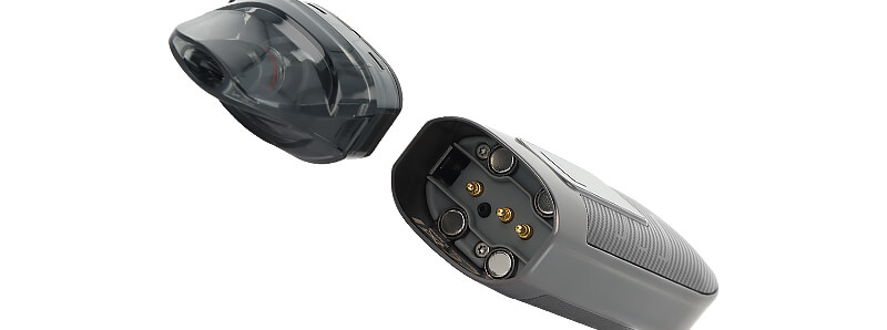 La connexion magnétique entre la cartouche et le pod Luxe X3 par Vaporesso