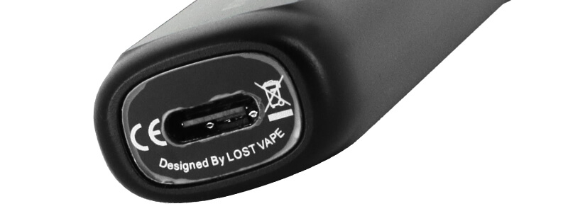 The USB-C recharging port of Lost Vape's Ursa Nano Pro 2 podmod