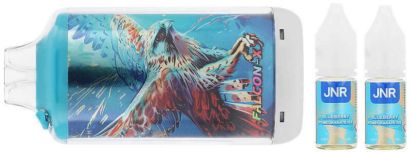 Le contenu de la boîte de la puff rechargeable Falcon-X Plus par JNR