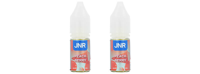 Les deux flacons de e-liquide Peach Berry de chez JNR
