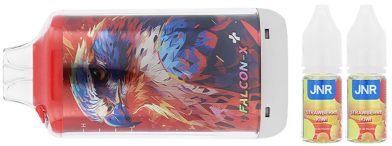 Le contenu de la boîte de la puff rechargeable Falcon-X Plus par JNR