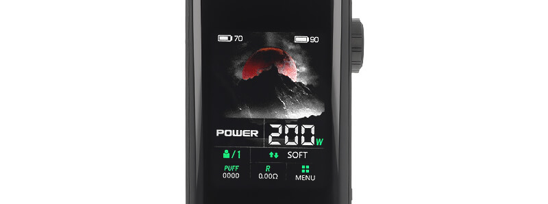 The screen of Lost Vape's Centaurus BT200 mod