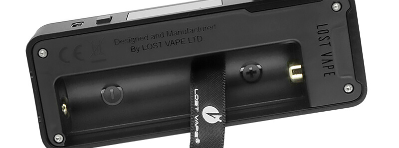 The battery compartment of Lost Vape's Centaurus M100 mod