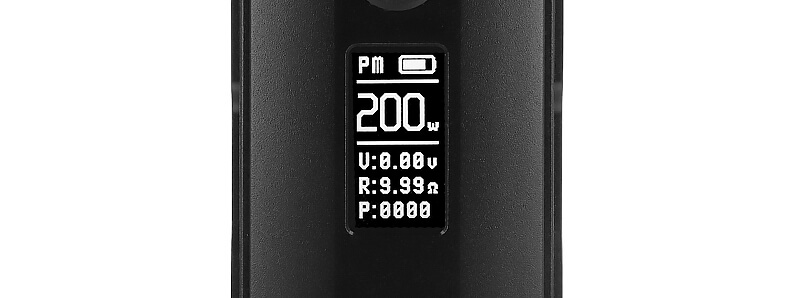 The OLED screen of Vaperz Cloud's Hammer Of God 200 mod