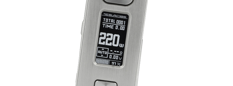 The 0.96” TFT screen of Teslacigs’ Punk II 220W mod