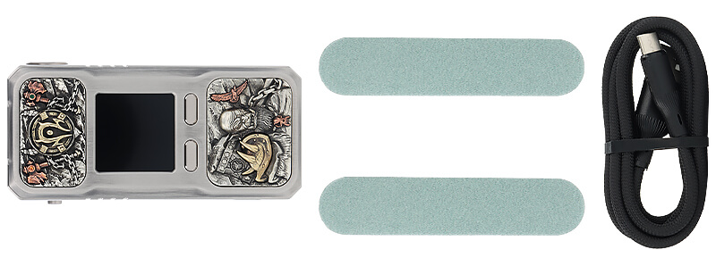 Box contents of BD Vape's Limited Edition Rayden 220 mod