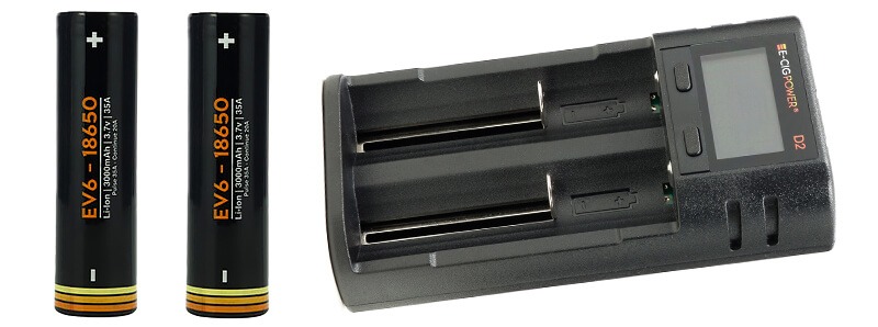 Le pack Chargeur D2 LCD Accu EV6 18650 de chez E-Cig Power
