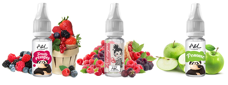 The three e-liquids included in the A&L Fruity Pack