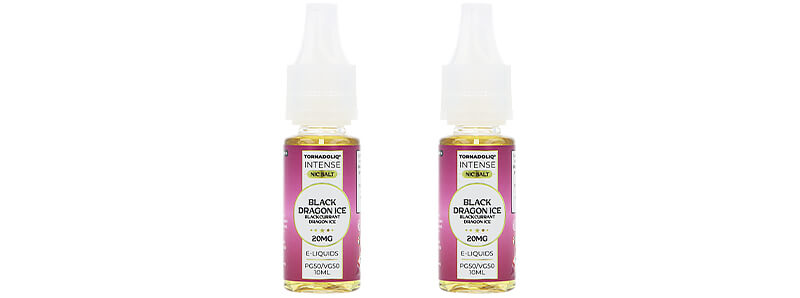 The two e-liquids of Tornadoliq's Crazy Puff Black Dragon Ice puff