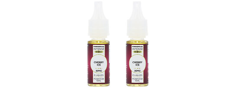 The two e-liquids of Tornadoliq's Crazy Puff Cherry Ice puff