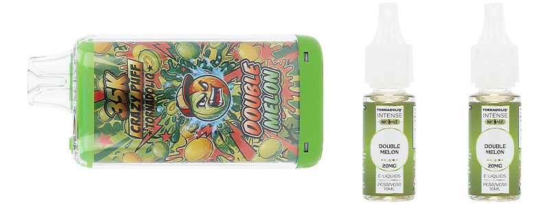 Box contents of Tornadoliq's Crazy Puff Double Melon puff