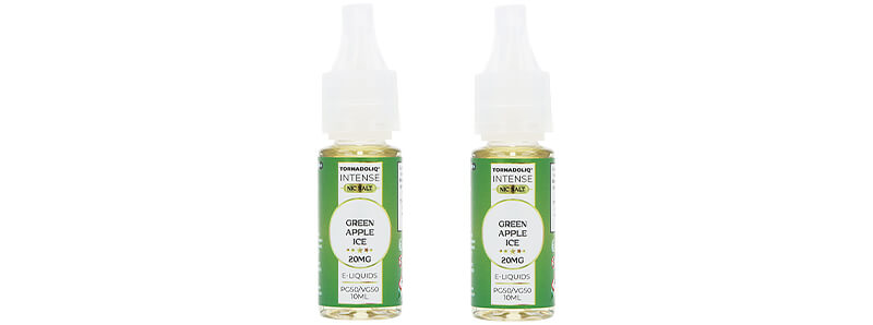 The two e-liquids of Tornadoliq's Crazy Puff Green Apple Ice puff