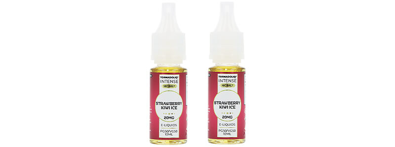 The two e-liquids of Tornadoliq's Crazy Puff Strawberry Kiwi Ice puff