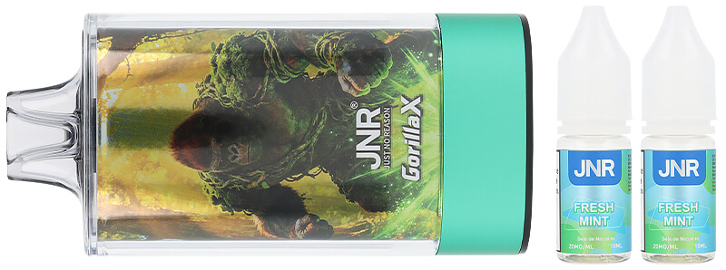 Le contenu de la boîte de la puff Fresh Mint 43K Gorilla X par JNR