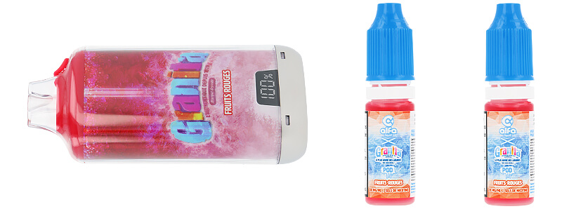 Le contenu de la boîte de la puff Granita 30K Fruits Rouges par Alfaliquid