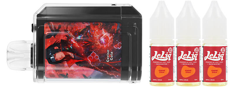 Le contenu de la boîte de la puff rechargeable Le Bar 45K Cerise Cola de chez Lost Vape